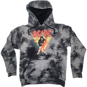 AC DC Men's Tie-Dye Hoodie Medium 38-40 Graphic Print Black/Gray‎ Cotton Blend